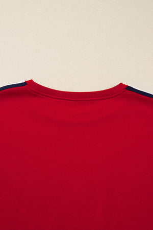Seramya Striped Detail Varsity Sweatshirt
