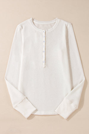 Teresa Color Waffle Half Long Sleeve Top