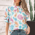 Lilyana Keyhole Puff Sleeve Blouse