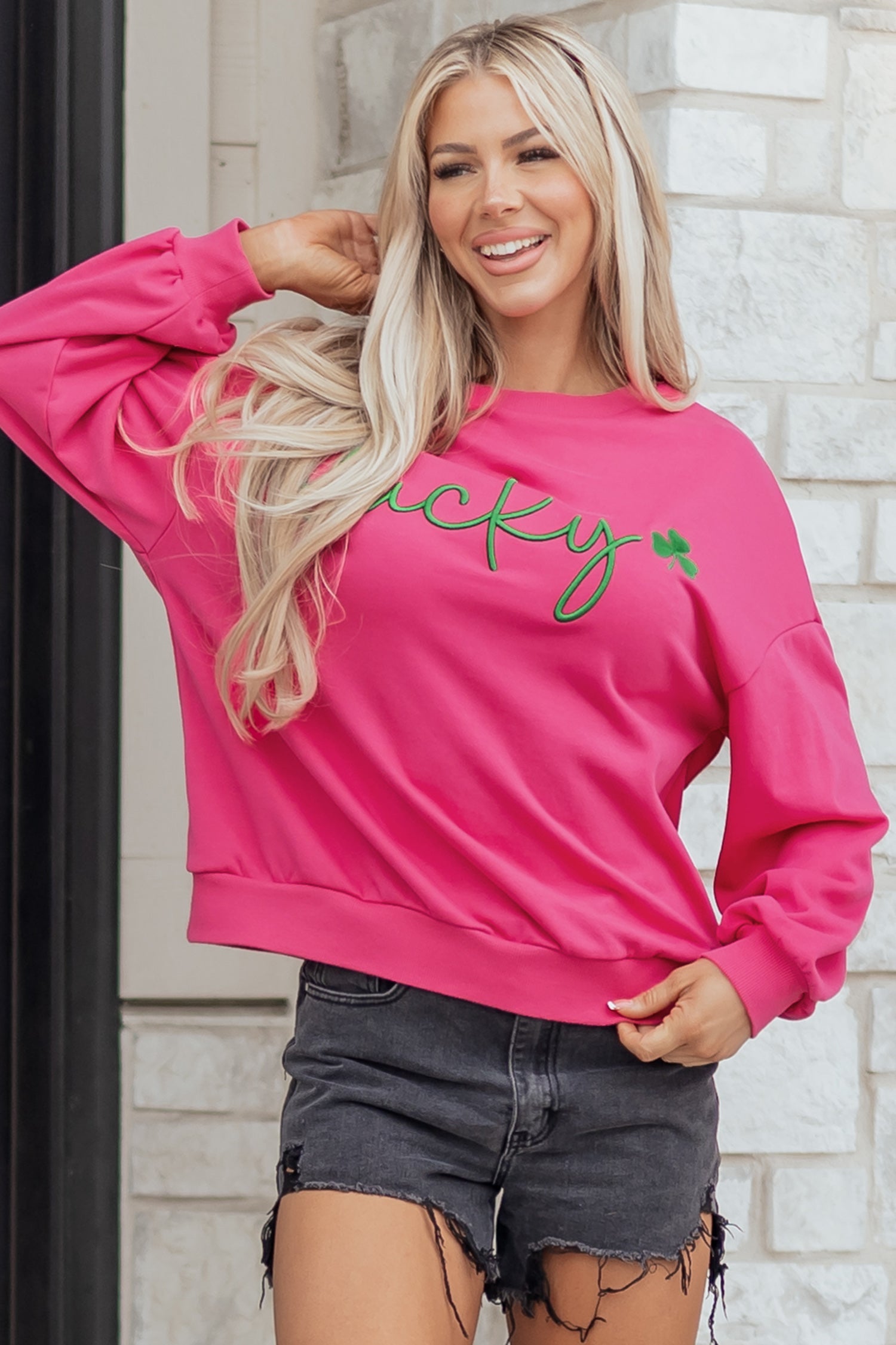 Armani Clover Embroidered Loose Pullover