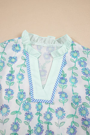 Keilani Patchwork Flutter Sleeve Blouse