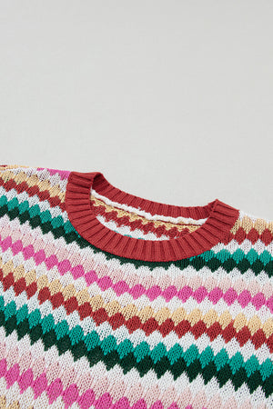 Molly Sleeve Colorful Textured Sweater