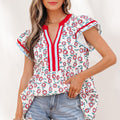 Avery Trim Flutter Sleeve Blouse