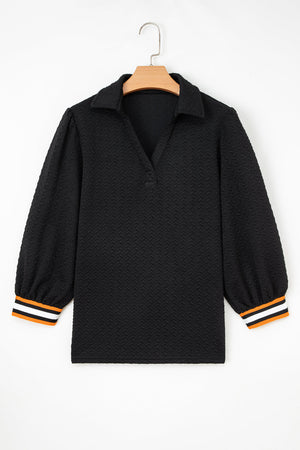 Keziah Patchwork Polo Collar Pullover