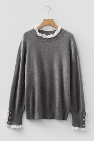 Katelyn Patchwork Cuffs Loose Sweater