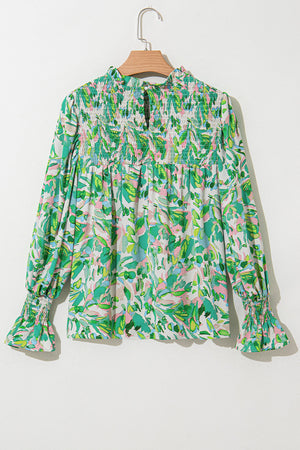 Milena Sleeve Shirred Mock Blouse