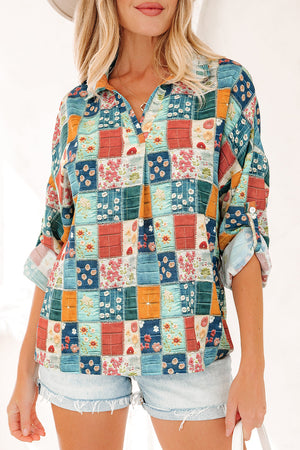 Zyla Up Sleeve Shift Blouse