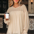 Mayaevi Sleeve Chiffon Blouse Long Sleeve Top