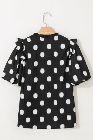 Nola Notched Balloon Sleeve Blouse