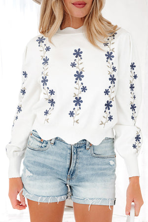Mia Scallop Hem Cropped Sweater