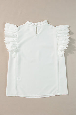 Milan Scalloped Ruffle Sleeve Top
