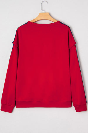 Seramya Striped Detail Varsity Sweatshirt