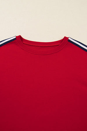 Seramya Striped Detail Varsity Sweatshirt
