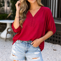 Willow Trim Half Sleeve Blouse