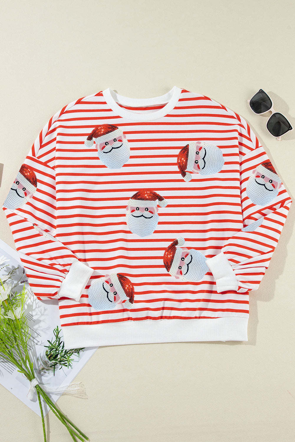 Mirilivia Claus Pattern Christmas Pullover