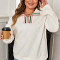Aria Striped Collar Baggy Sweatshirt