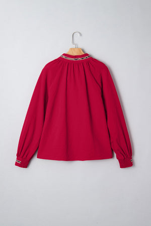 Eve Jacquard Print Textured Blouse