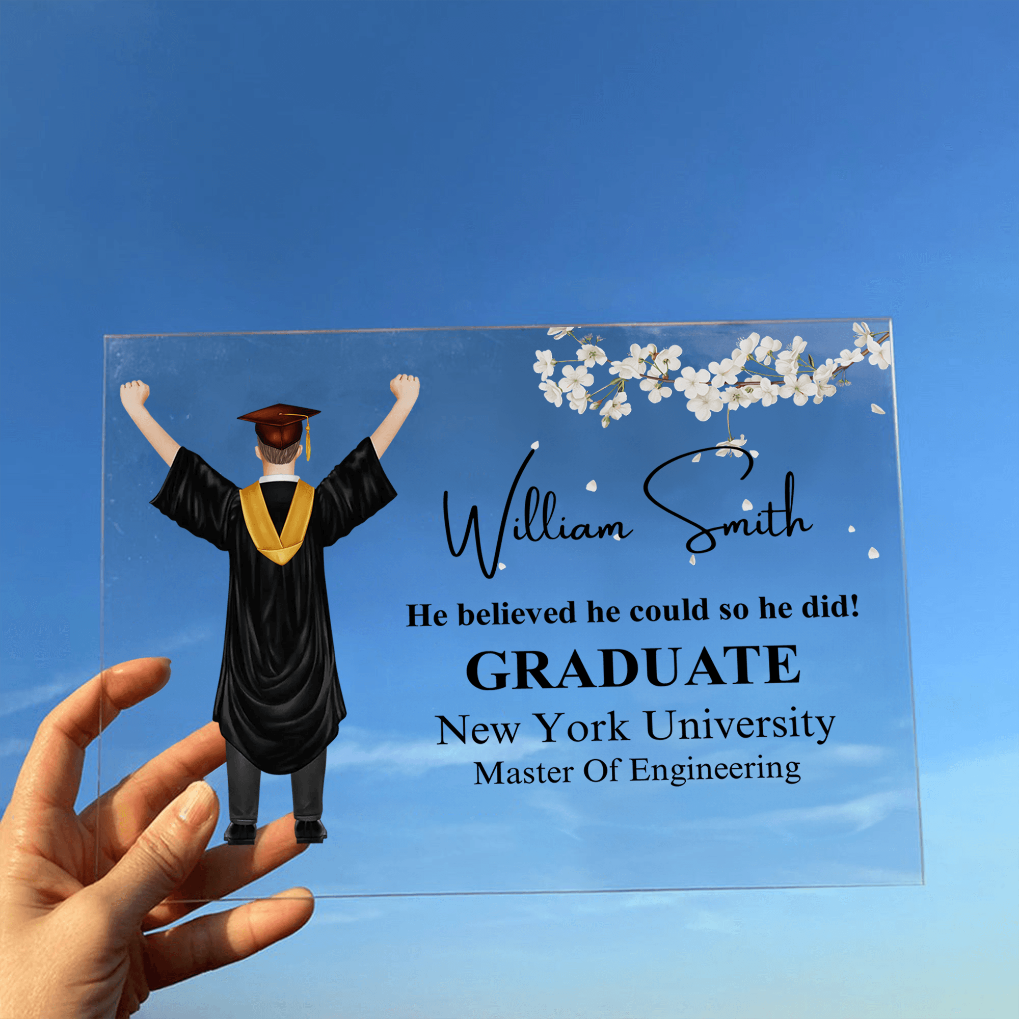 Graduation Gift 2025 For Him/Her - Personalized Custom Horizontal Acrylic Plaque - Senior, Class of 2025 Graduate, Grandson, Granddaughter, Daughter, Son, Best Friends