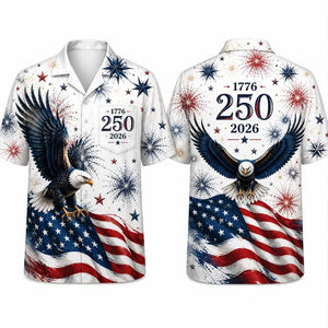USA 250 Years of Freedom Hawaiian Shirt, Patriotic Eagle Flag 1776-2026 AOP Hawaii Shirt 685166 WFD