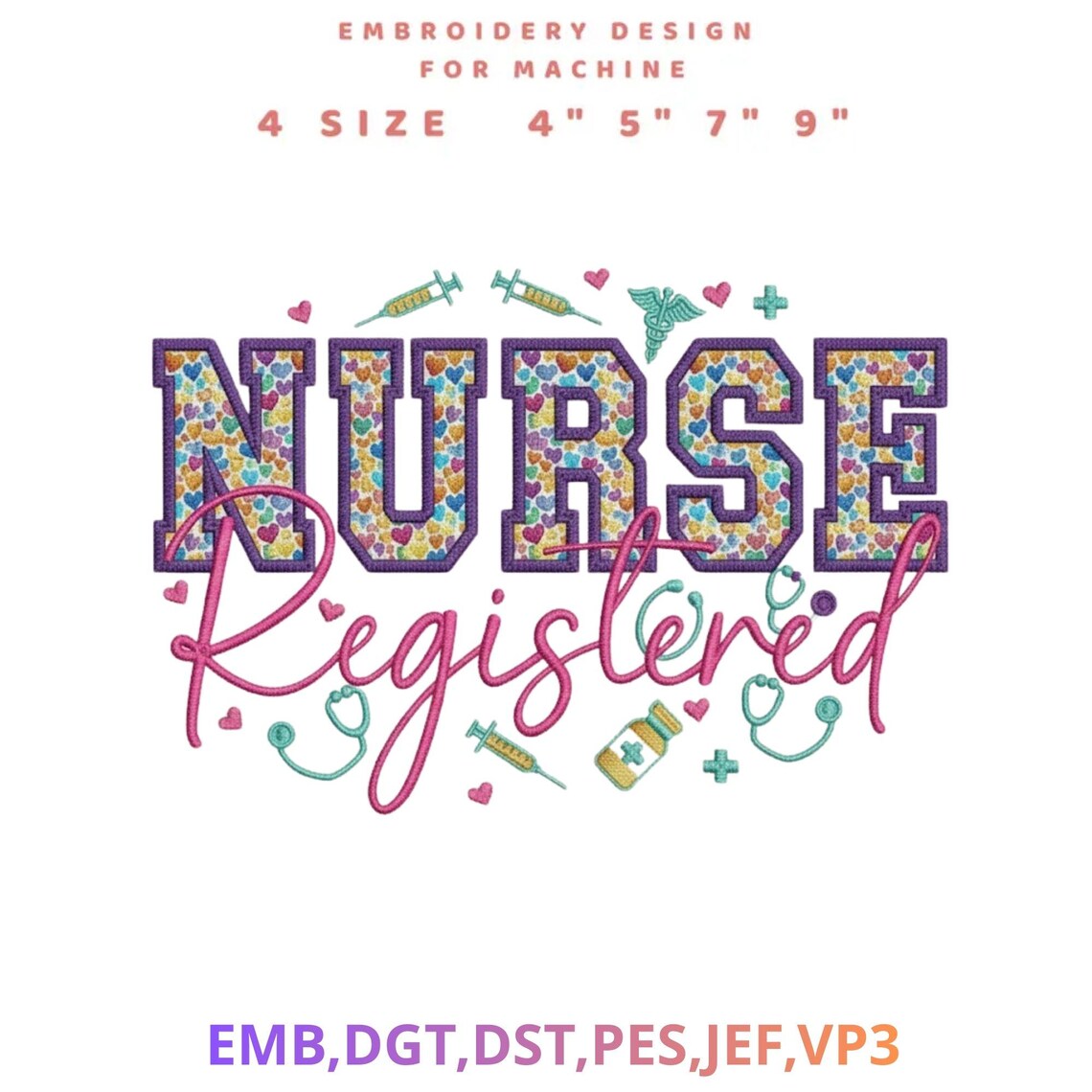 Registered Nurse Applique Embroidery File