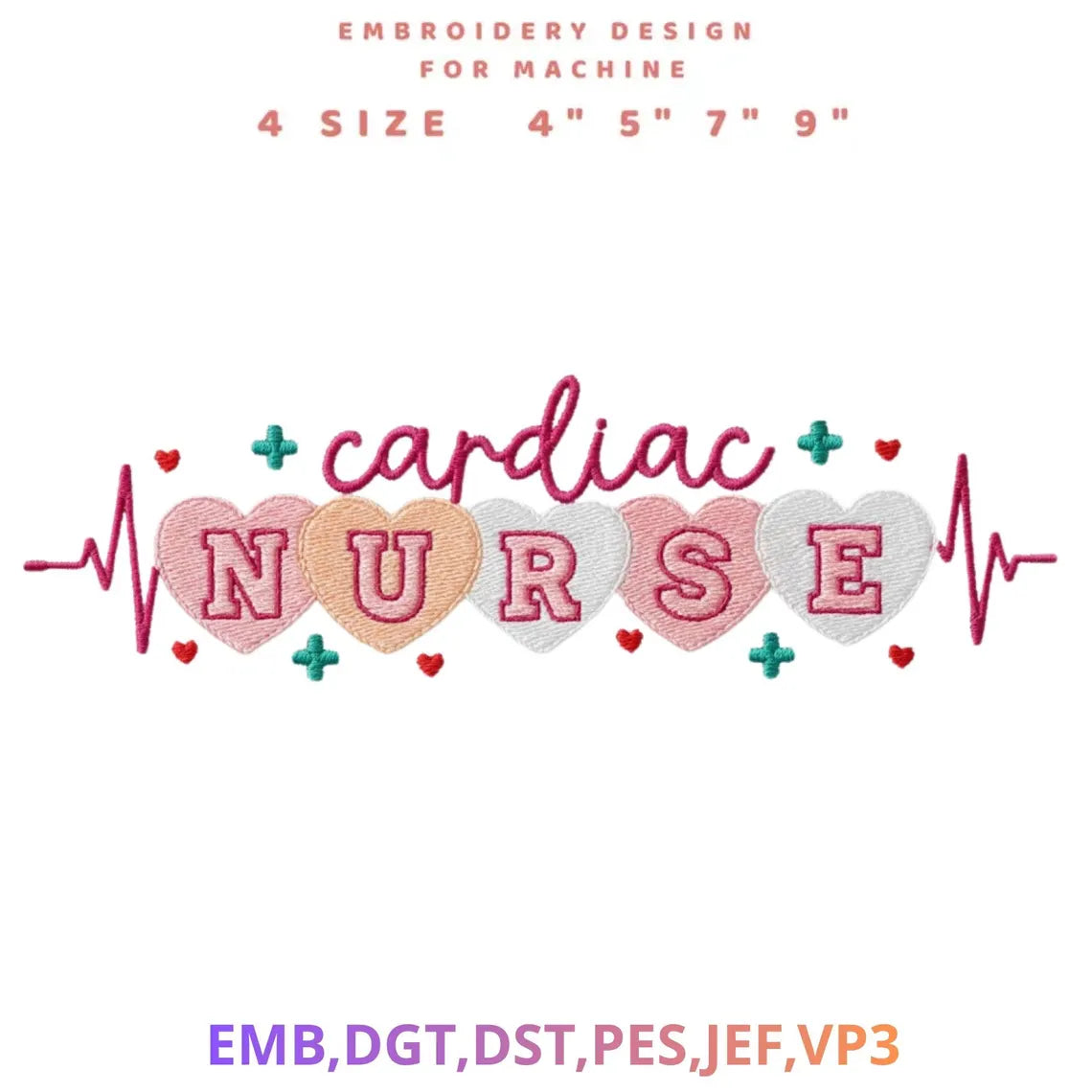 Nurse Valentine Heart Machine Embroidery File