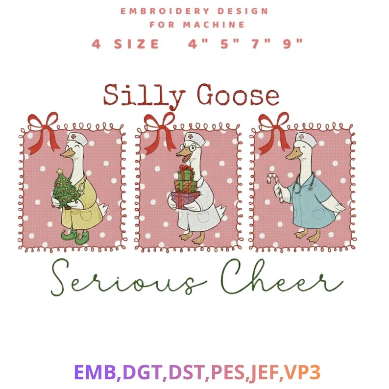 Silly Goose Nurse Christmas Embroidery