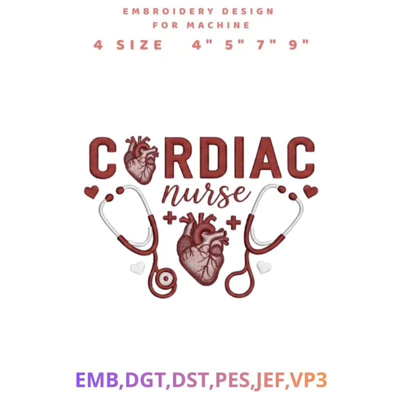 Cardiology Cardiac Nurse Embroidery File