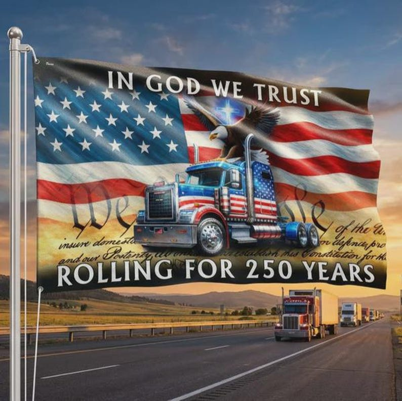 250 Years Rolling American Flag, Truck Driver Christ Gift, 1776-2026 Patriotic Semiquincentennial Decor TH10 169789