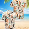 Cat Abstract Trees and Flowers Hawaiian Shirt For Men, All Over Print Aloha Shirt, Unisex Tropical Summer Shirt, S-5XL