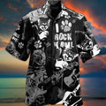 Cat Rock And Roll 3D Hawaiian Shirt, Funny Music Aloha Shirt, Cool Cat Summer Party Shirt, Unisex Beach Outfit, Sizes S–5XL