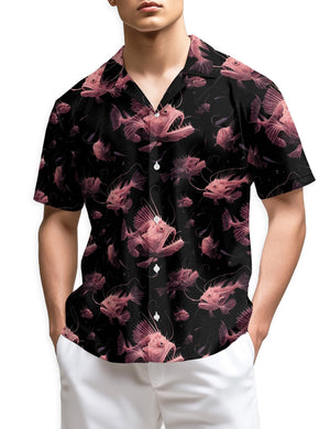 Angel Fish Hawaiian Shirt, Tropical Ocean Aloha Shirt for Men Women, Colorful Reef Fish Button-Up Summer Vacation Top, Sizes S–5XL