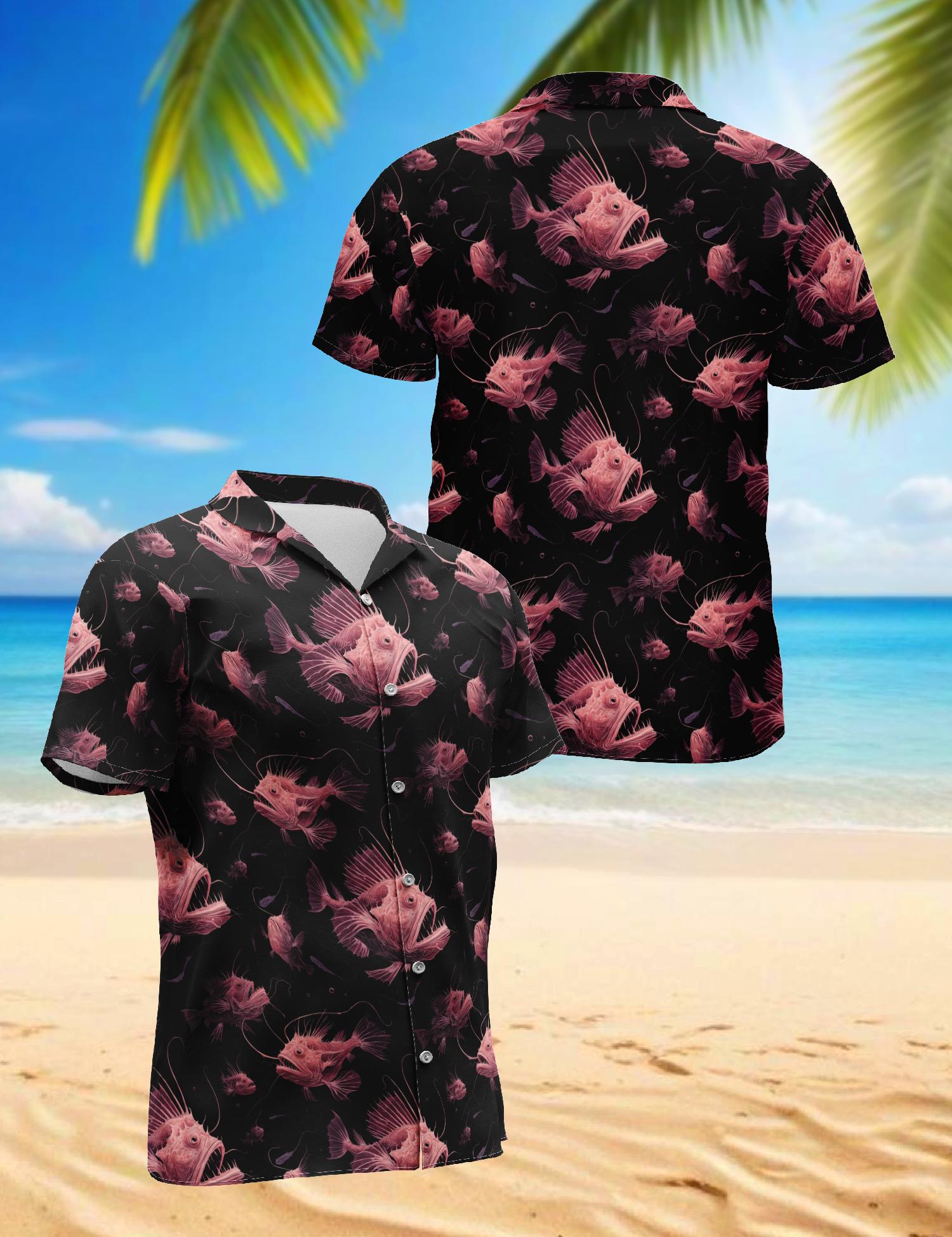 Angel Fish Hawaiian Shirt, Tropical Ocean Aloha Shirt for Men Women, Colorful Reef Fish Button-Up Summer Vacation Top, Sizes S–5XL