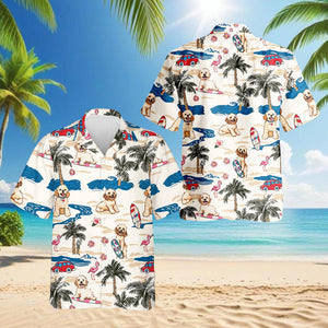Goldendoodle Beach Hawaiian Shirt, Cute Dog Summer Aloha Shirt, Doodle Lover Button Down, Vacation Casual Outfit Gift, S-5XL