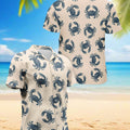Crab Pattern Hawaiian Shirt, Tropical Crab Aloha Shirt, Beach Seafood Button Down, Summer Vacation Casual Outfit Gift, S-5XL