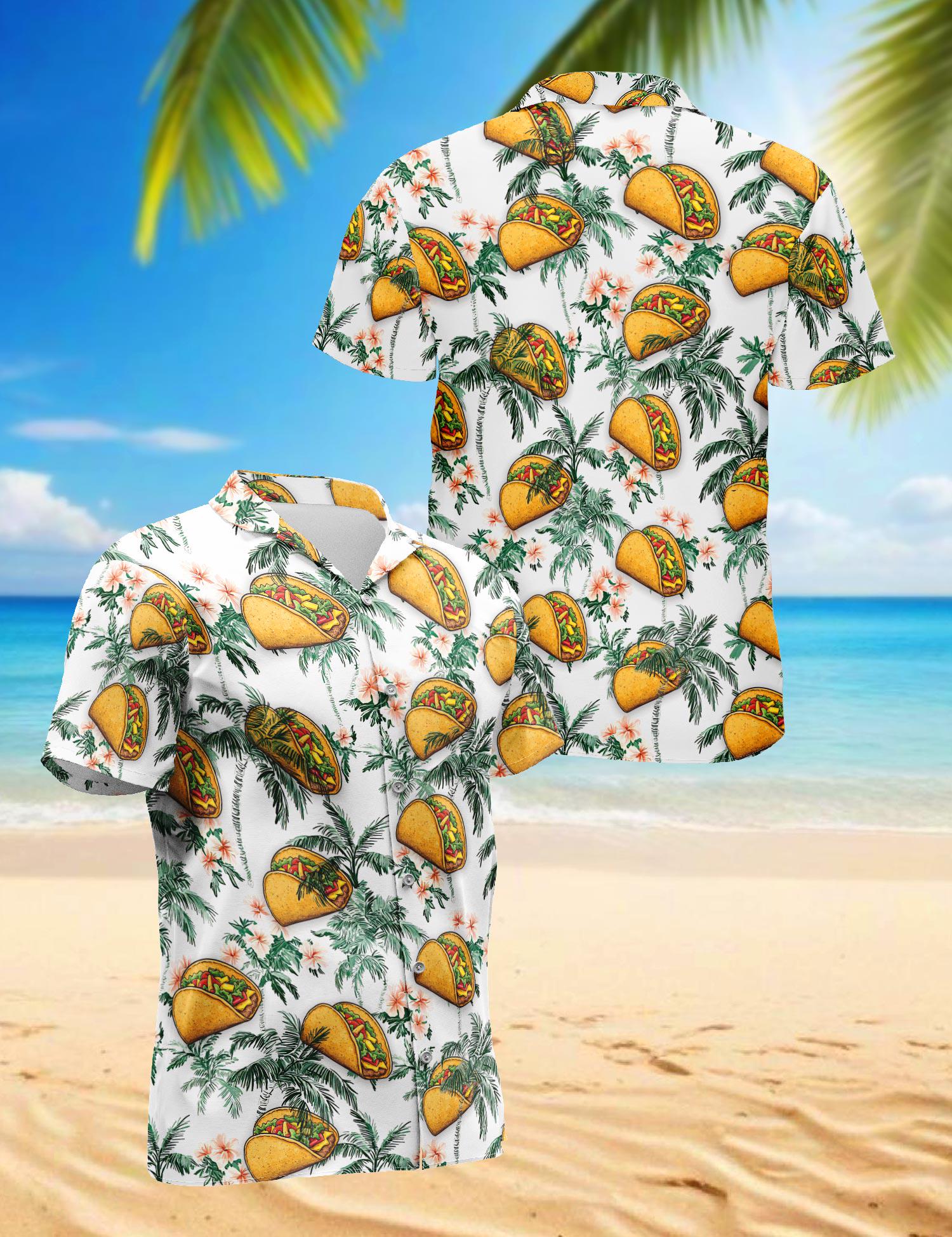 Taco Tropical Vintage Hawaiian Shirt, Retro Taco Aloha Shirt, Funny Food Button Down, Summer Beach Vacation Casual Outfit Gift, S-5XL