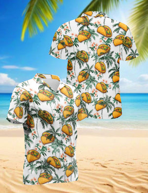 Taco Tropical Vintage Hawaiian Shirt, Retro Taco Aloha Shirt, Funny Food Button Down, Summer Beach Vacation Casual Outfit Gift, S-5XL