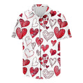 Valentine’s Day Heart Hawaiian Shirt, Love Heart Print Button Down, Romantic Aloha Shirt, Couples Valentine Outfit, S-5XL