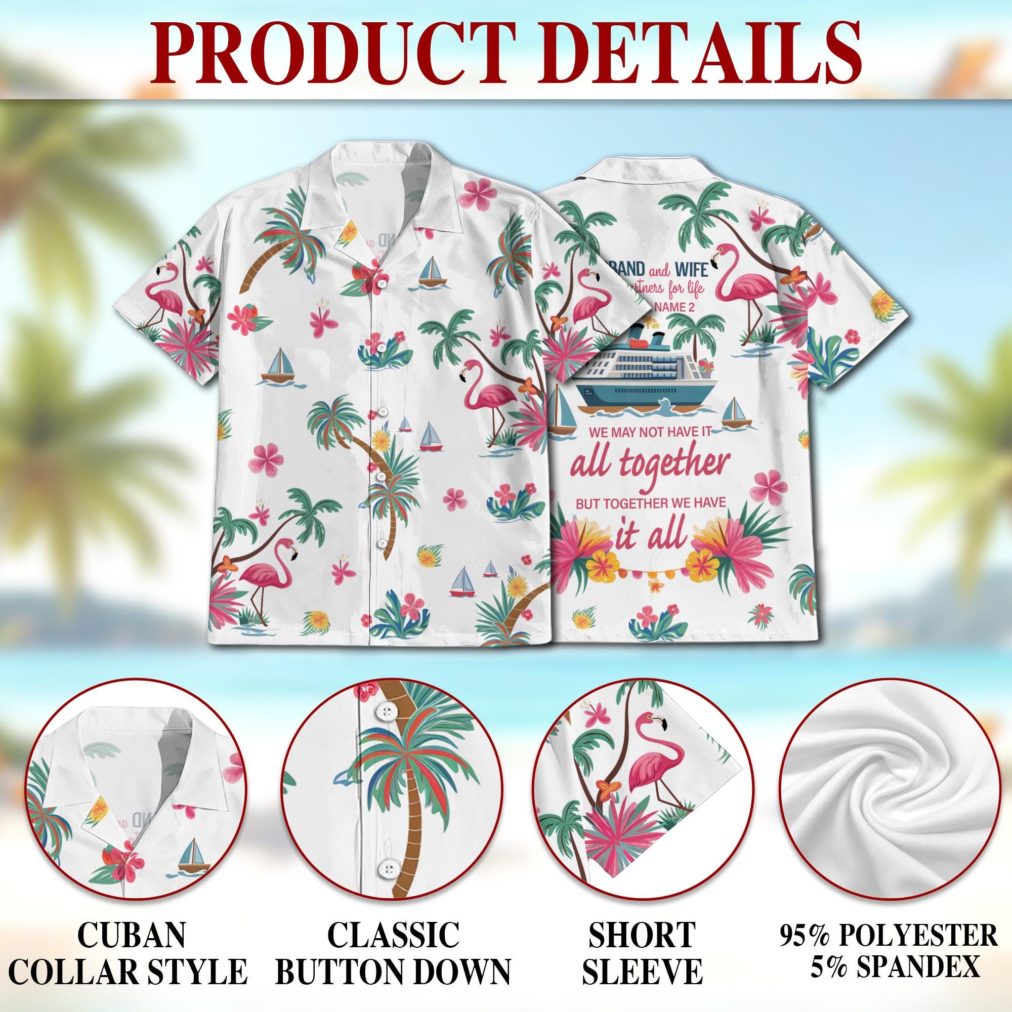 Cruising Partners Hawaiian Shirt, Husband and Wife Matching Aloha Shirt, Custom Couple Cruise Outfit, Vacation Button Down Gift, S-5XL