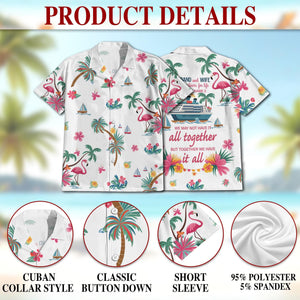Cruising Partners Hawaiian Shirt, Husband and Wife Matching Aloha Shirt, Custom Couple Cruise Outfit, Vacation Button Down Gift, S-5XL