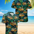 School Bus Hawaiian Shirt, Yellow Bus Aloha Shirt, Funny Teacher Driver Button Down, Summer Vacation Casual Outfit Gift, S-5XL