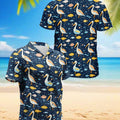 Pelican Pattern Hawaiian Shirt, Coastal Bird Aloha Shirt, Tropical Seaside Button Down, Beach Vacation Outfit, S-5XL