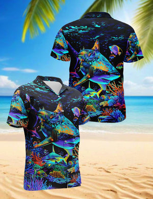 Awesome Shark 3D Hawaiian Shirt, Fierce Ocean Shark Aloha Shirt, Summer Vacation Hawaiian Shirt, Unisex Hawaiian Shirt S–5XL