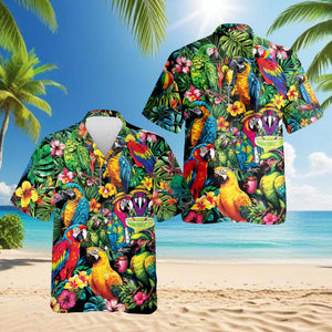 Amazing Aloha Parrot Hawaiian Shirt, Colorful Parrot Tropical Aloha Shirt, Exotic Bird Beach Vacation Shirt, Unisex Hawaiian Shirt, S–5XL
