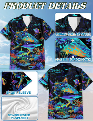 Awesome Shark 3D Hawaiian Shirt, Fierce Ocean Shark Aloha Shirt, Summer Vacation Hawaiian Shirt, Unisex Hawaiian Shirt S–5XL