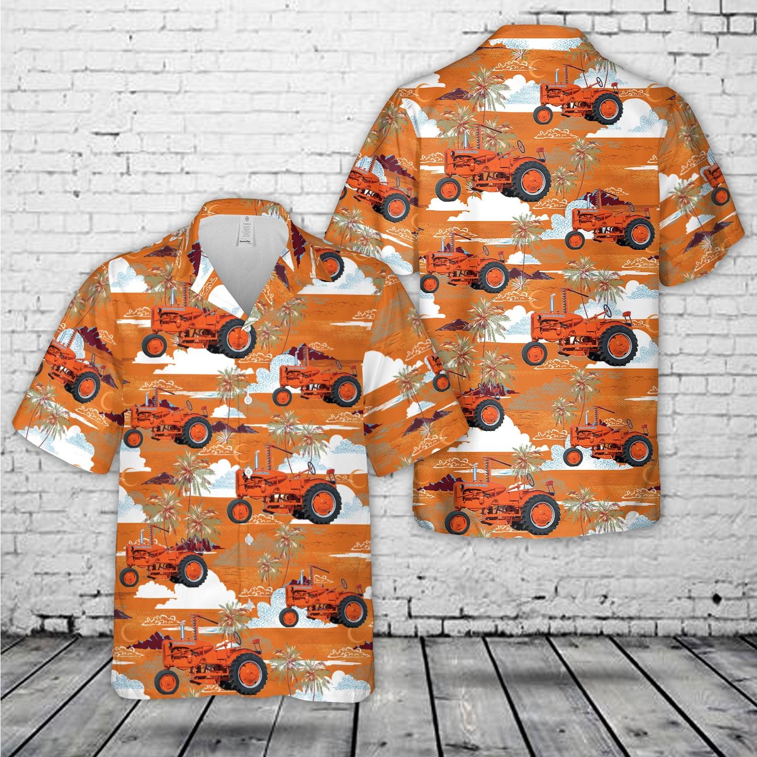 Tractor Hawaiian Shirt for Men Women, Vintage Farm Tractor Aloha Shirt, Unisex Farmer Summer Button Up