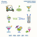 Tee Time Golf Embroidery Design Bundle, Golf Cocktail Mini Icons Embroidery File, Country Club Machine File, Instant Download
