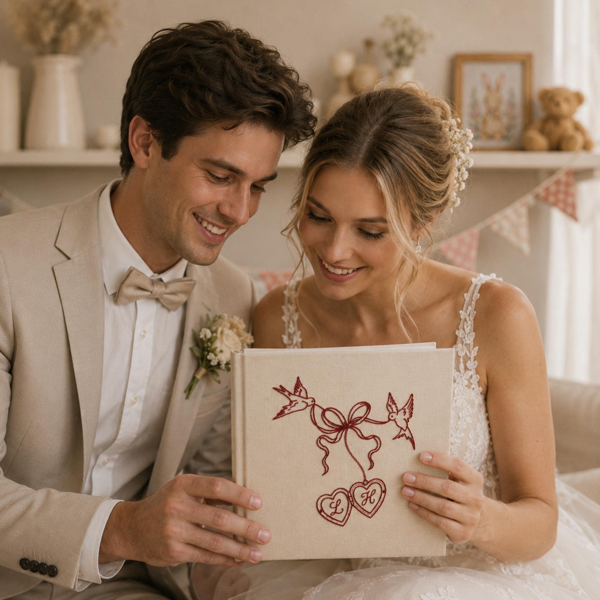 Hand Embroidered Photo Album With Sleeves, Embroidered Memory Book, Anniversary Gift, Unique Photo Album, Wedding Embroidered Photo Album