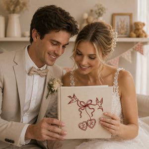 Hand Embroidered Photo Album With Sleeves, Embroidered Memory Book, Anniversary Gift, Unique Photo Album, Wedding Embroidered Photo Album