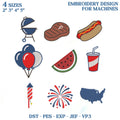 Fourth of July Mini Embroidery Designs, Patriotic Independence Day Machine Embroidery Files, Digital Download, 9 Mini 2-5 inch