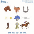 Horse Racing Embroidery Design Bundle, Kentucky Derby Horse Race Machine Embroidery File, Equestrian Mini Designs